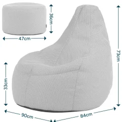 icon - Dalton Zitzak Fauteuil met Poef - Gaming - Zwart Clearance