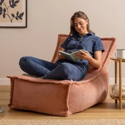 icon - Dolce Lounge Zitzak - Ligstoel - Ribfluweel Fauteuil - Oud roze Outlet