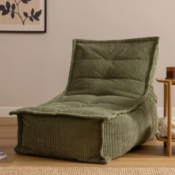 icon - Dolce Lounge Zitzak - Ligstoel - Ribfluweel Fauteuil - Saliegroen
