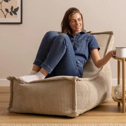 icon - Dolce Lounge Zitzak - Ligstoel - Ribfluweel Fauteuil - Beige Hot