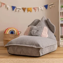 icon - Kinderzitzak Stoel Olifant - Ribfluweel - Grijs Sale