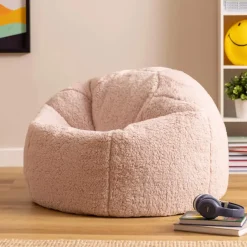 icon - Kingston Kinderzitzak Stoel - Fluffy Pluche Teddy - Oud roze Best