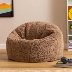 icon - Kingston Kinderzitzak Stoel - Ribfluweel - Fluffy Pluche Teddy - Mocha Best