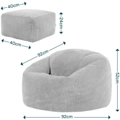 icon - Kingston XL Zitzak Fauteuil met Poef - Ribfluweel - Blauwgroen Sale