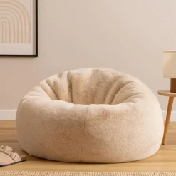 icon - Kingston Zitzak Fauteuil - Fluffy Pluche Imitatiebont - Crème Sale