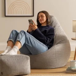 icon Zitzak en Poef Dalton - Corduroy Zitzak - Grijs Clearance