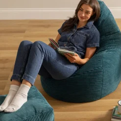 icon Zitzak en Poef Dalton - Corduroy Zitzak - Blauwgroen Sale