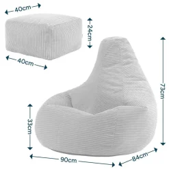 icon Zitzak en Poef Dalton - Corduroy Zitzak - Blauwgroen Sale