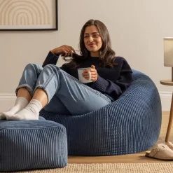 icon Zitzak en Poef Kingston - Corduroy Zitzak - Denimblauw Online