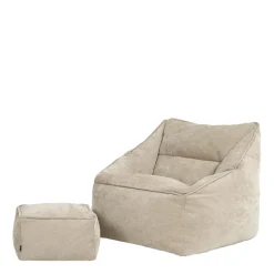 icon Zitzak en Poef Natalia - Chenille Zitzak Fauteuil - Beige Outlet
