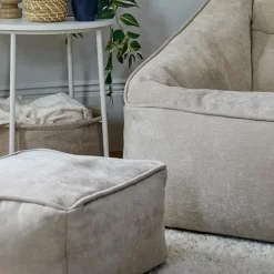 icon Zitzak en Poef Natalia - Chenille Zitzak Fauteuil - Beige Outlet