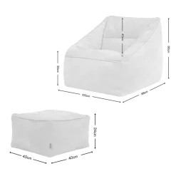 icon Zitzak en Poef Natalia - Chenille Zitzak Fauteuil - Beige Outlet