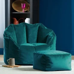 icon Zitzak en Poef Sirena - Zitzak Velvet - Blauwgroen Clearance