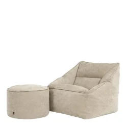 icon Zitzak en XL Poef Natalia - Chenille Zitzak Fauteuil - Beige Online