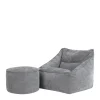 icon Zitzak en XL Poef Natalia - Chenille Zitzak Fauteuil - Grijs Discount