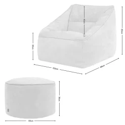 icon Zitzak en XL Poef Natalia - Chenille Zitzak Fauteuil - Grijs Discount