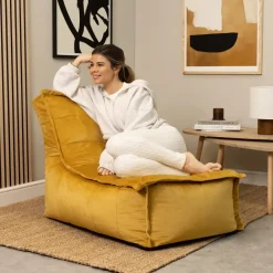icon Zitzak Lounger Dolce - Fluwelen Zitzak - Geel Sale