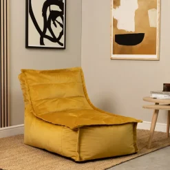 icon Zitzak Lounger Dolce - Fluwelen Zitzak - Geel Sale