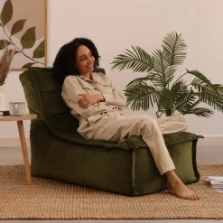 icon Zitzak Lounger Dolce - Fluwelen Zitzak - Olijfgroen Hot