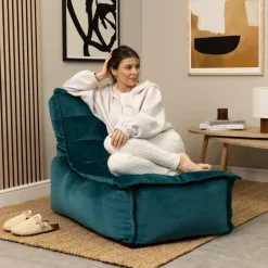 icon Zitzak Lounger Dolce - Fluwelen Zitzak - Blauwgroen Sale