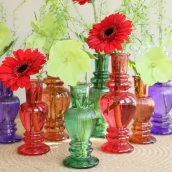 Ideas 4 Seasons Vaas Florence - paars glas - ribbel - D8,5 x H23 cm New