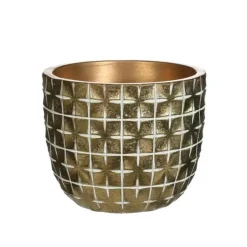 Ideas 4 Seasons Ideas4Seasons Bloempot ruit motief Hanoi - goud - D14 x H12 cm New