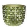 Ideas 4 Seasons Ideas4seasons Bloempot ruit motief Hanoi - metallic groen - D18 x H15 cm Hot