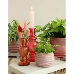 Ideas 4 Seasons Ideas4seasons Plantenpot ribbel - zachtroze - D14 x H10 cm Sale