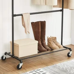 Parya Ijzeren Kledingrek - Kledingrek op wieltjes - 2 stangen Online