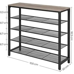 Vasagle Industrieel 5-vaks Schoenenrek, Schoenopberger Online