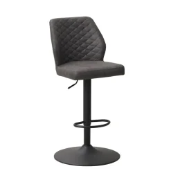 Dimehouse Industriële barkruk Grizzly antraciet - Zithoogte 64 cm - Stof - Grijs Sale