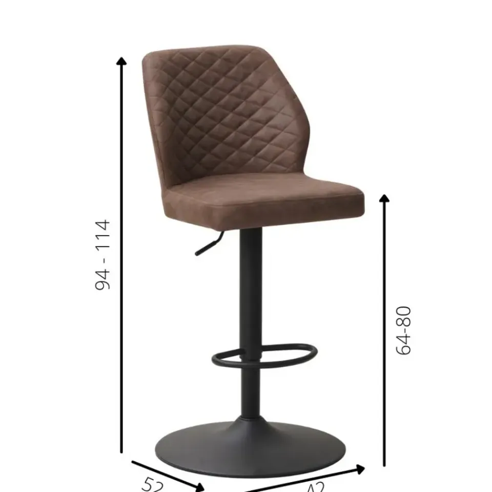 Dimehouse Industriële barkruk Grizzly taupe - Zithoogte 64 cm - Stof - Taupe Best