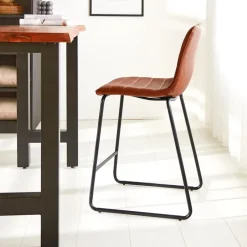 Dimehouse Industriële barkruk Mark cognac - Zithoogte 65 cm - Kunstleder - Bruin Online