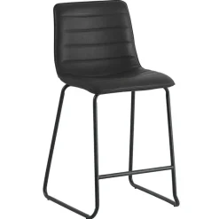 Dimehouse Industriële barkruk Mark zwart - Zithoogte 65 cm - Kunstleder - Zwart Outlet