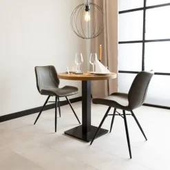 Dimehouse Industriële bistrotafel 70x70 rond metaal mangohout 70x70x73 cm Mangohout Online