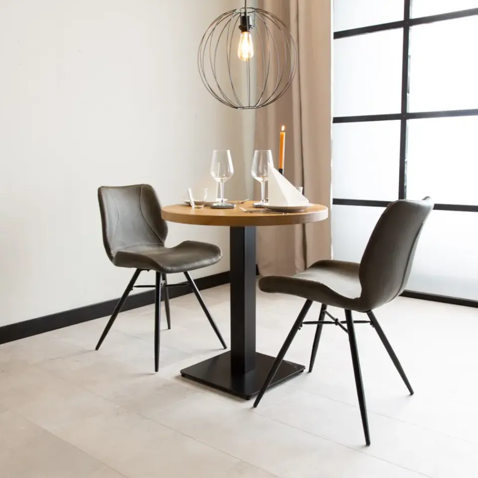 Dimehouse Industriële bistrotafel 70x70 rond metaal mangohout 70x70x73 cm Mangohout Online