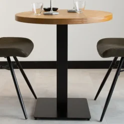 Dimehouse Industriële bistrotafel 70x70 rond metaal mangohout 70x70x73 cm Mangohout Online