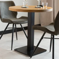 Dimehouse Industriële bistrotafel 70x70 rond metaal mangohout 70x70x73 cm Mangohout Online