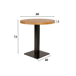 Dimehouse Industriële bistrotafel 70x70 rond metaal mangohout 70x70x73 cm Mangohout Online