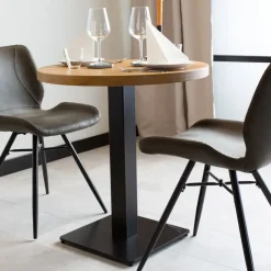 Dimehouse Industriële bistrotafel 70x70 rond metaal mangohout 70x70x73 cm Mangohout Online