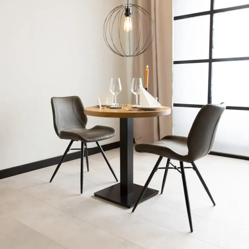 Dimehouse Industriële bistrotafel 70x70 rond metaal mangohout 70x70x73 cm Mangohout Online