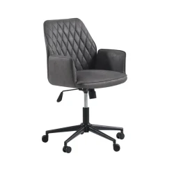 Dimehouse Industriële draaibare bureaustoel Novan antraciet - 52x57x87 cm - Stof - Grijs Online