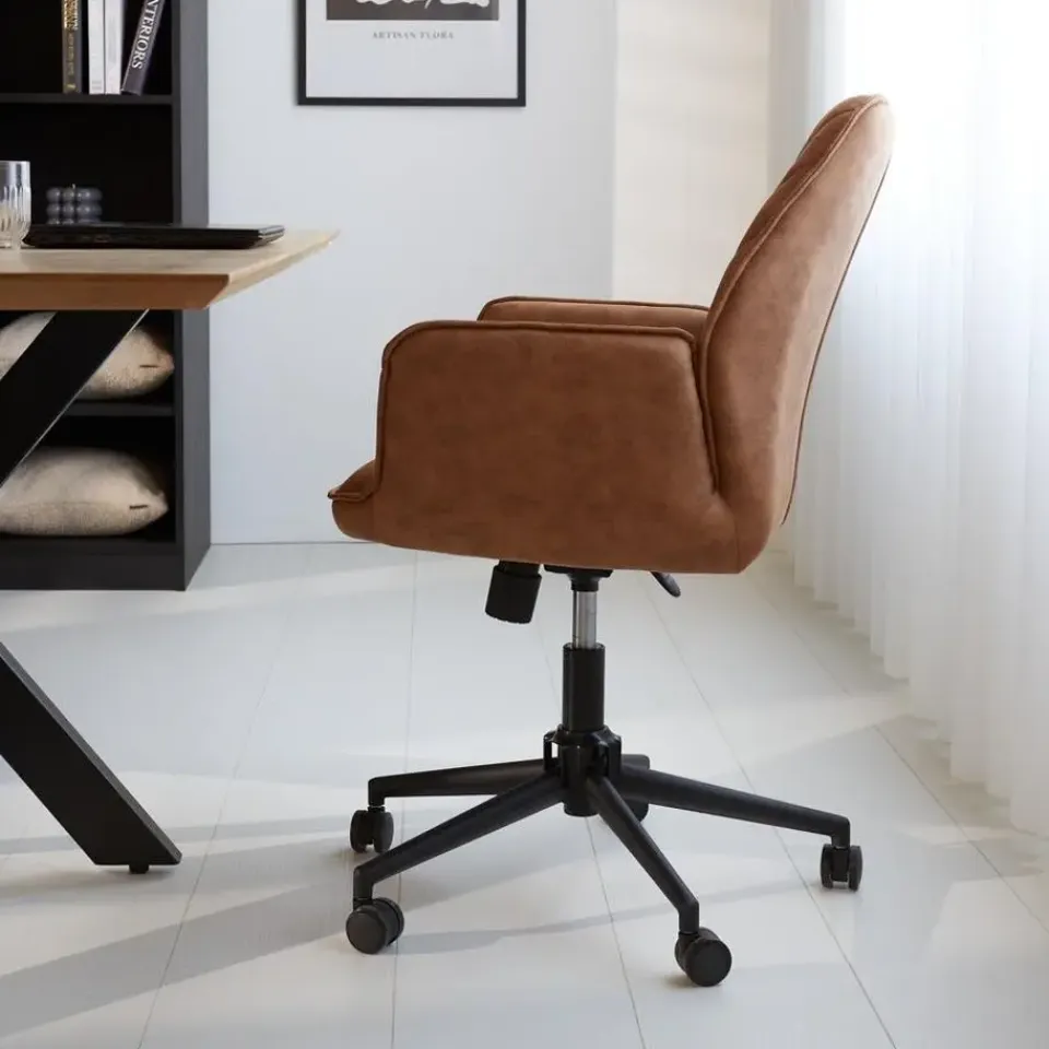 Dimehouse Industriële draaibare bureaustoel Novan antraciet - 52x57x87 cm - Stof - Grijs Online