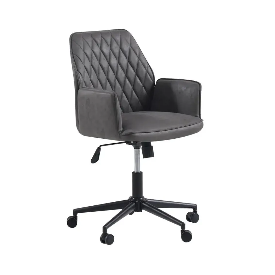 Dimehouse Industriële draaibare bureaustoel Novan antraciet - 52x57x87 cm - Stof - Grijs Online