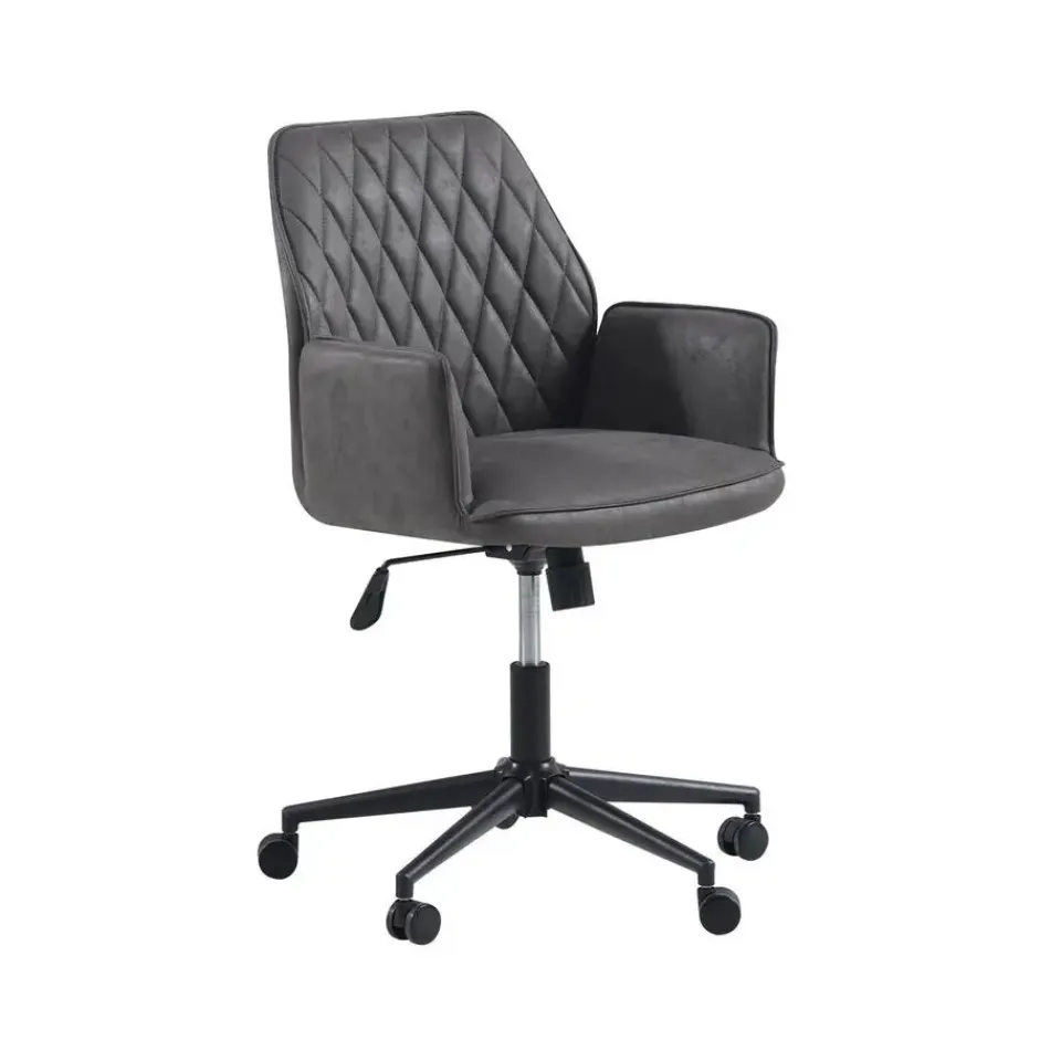 Dimehouse Industriële draaibare bureaustoel Novan antraciet - 52x57x87 cm - Stof - Grijs Online