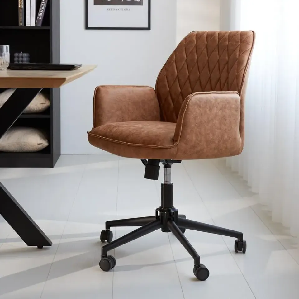 Dimehouse Industriële draaibare bureaustoel Novan antraciet - 52x57x87 cm - Stof - Grijs Online