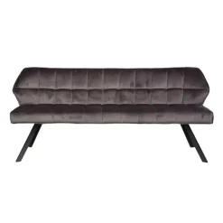 Dimehouse Industriële eetkamerbank Romy velvet 180 cm grijs - 190x180x81 cm - Stof - Grijs New