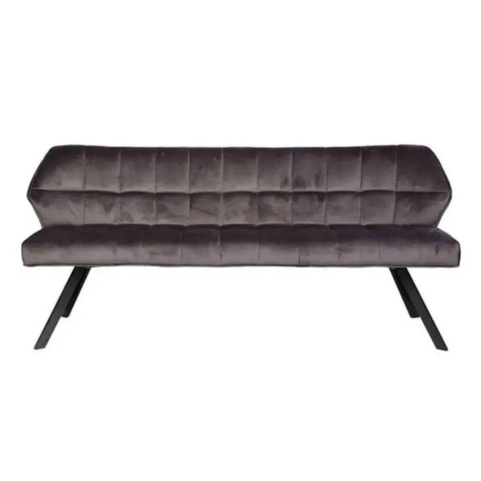Dimehouse Industriële eetkamerbank Romy velvet 180 cm grijs - 190x180x81 cm - Stof - Grijs New