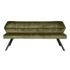 Dimehouse Industriële eetkamerbank Romy velvet 180 cm groen - 190x190x84 cm - Stof - Groen Outlet