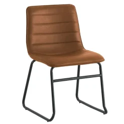 Dimehouse Industriële eetkamerstoel Mark cognac - Kunstleder - Bruin Discount